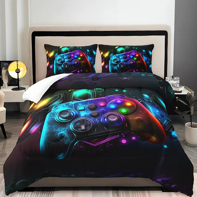 TEMU / JIT transfronterizo hogar "Manuja de juego cool" impresión digital 3D 180gms colcha colcha almohada conjunto