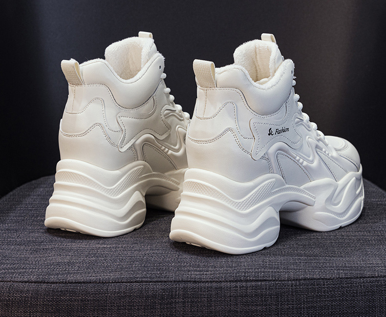 Giày sneaker nữ đế dày tăng chiều cao phong cách thể thao — Đen lót lông 5351-1, Đen lót đơn 5353, Be lót lông 5351-1, Be lót đơn 5351 chi tiết 14