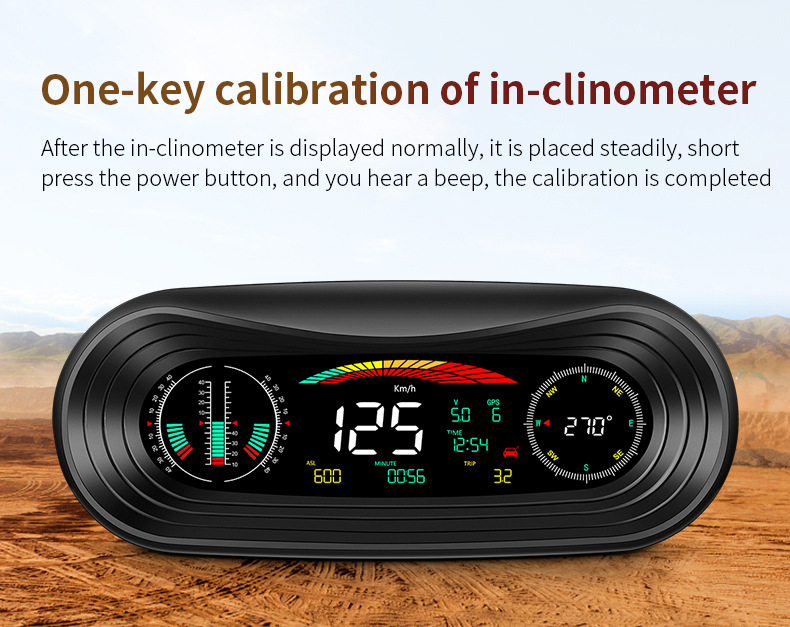 Car Portable Instrument Hud Head-Up Display Color Screen Car-Mounted Hud Portable High-Definition Off-Road Level and Slope Meter