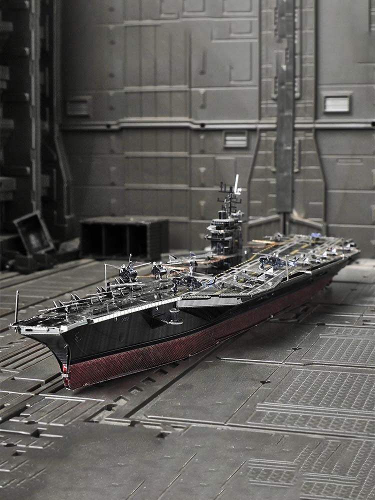 钢魔像 金属拼图免胶DIY拼装模型免胶3D军事模玩彩色罗斯福号航母