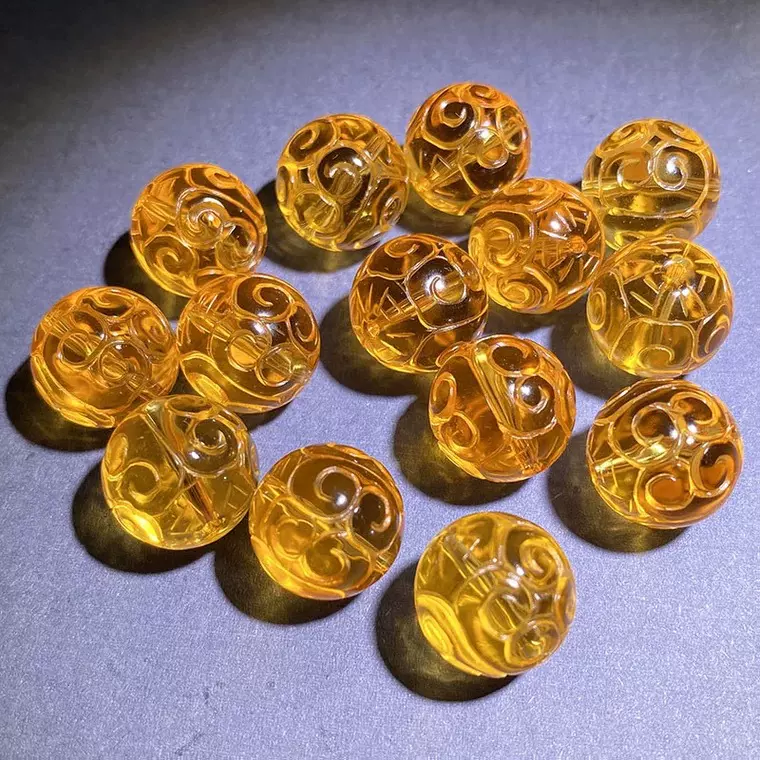 原石晶人造黄水晶回纹珠 多宝手串配珠 项链锁骨链diy配饰