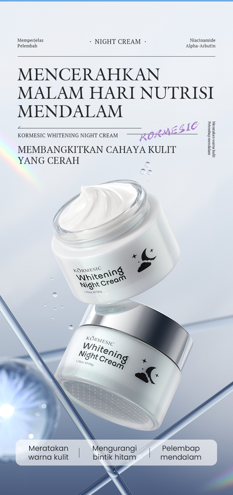 KORMESIC Crema Notte Illuminante 50g Crema Viso Idratante Cura della Pelle_voghion.com