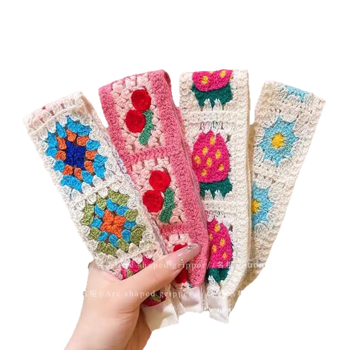 Retro francés de punto velcro adhesivo para el cabello de adultos pestañas cortadas acabado de artefacto brazo de cabello lavado de cara brazo de cabello clip