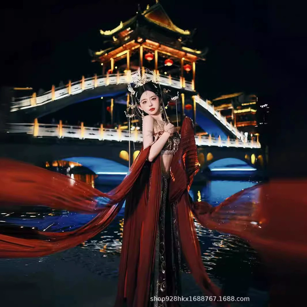 [Двухцветный золотой Лин] 2024 Оригинальная экзотическая серия вышивки Дуньхуан Фэйтянь Западный регион Ветер Бригада Фотография Платья