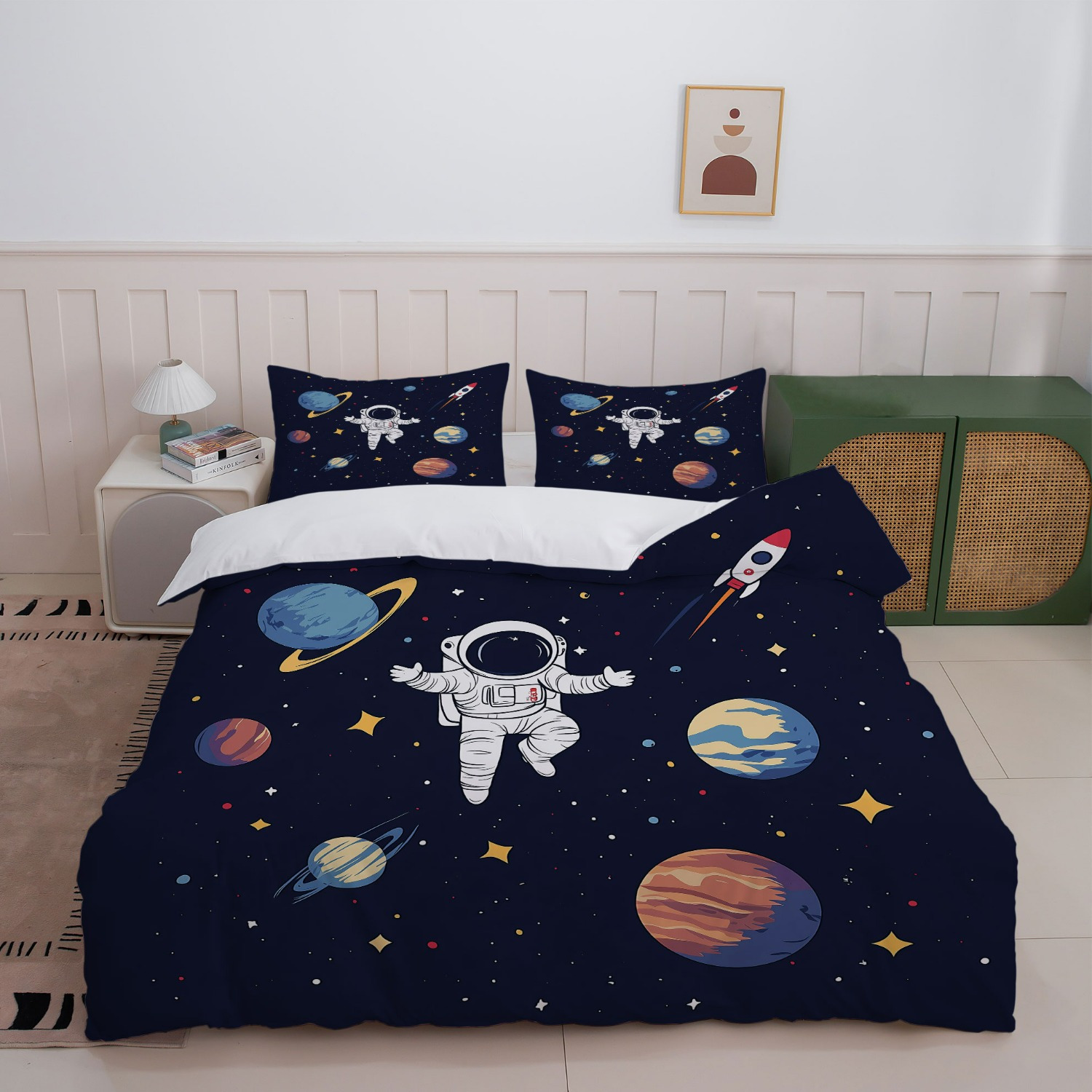 Transfronterizo textil doméstico astronauta suave impresión digital abrasión quilt kit fuente soporte de fábrica TEMU / JIT