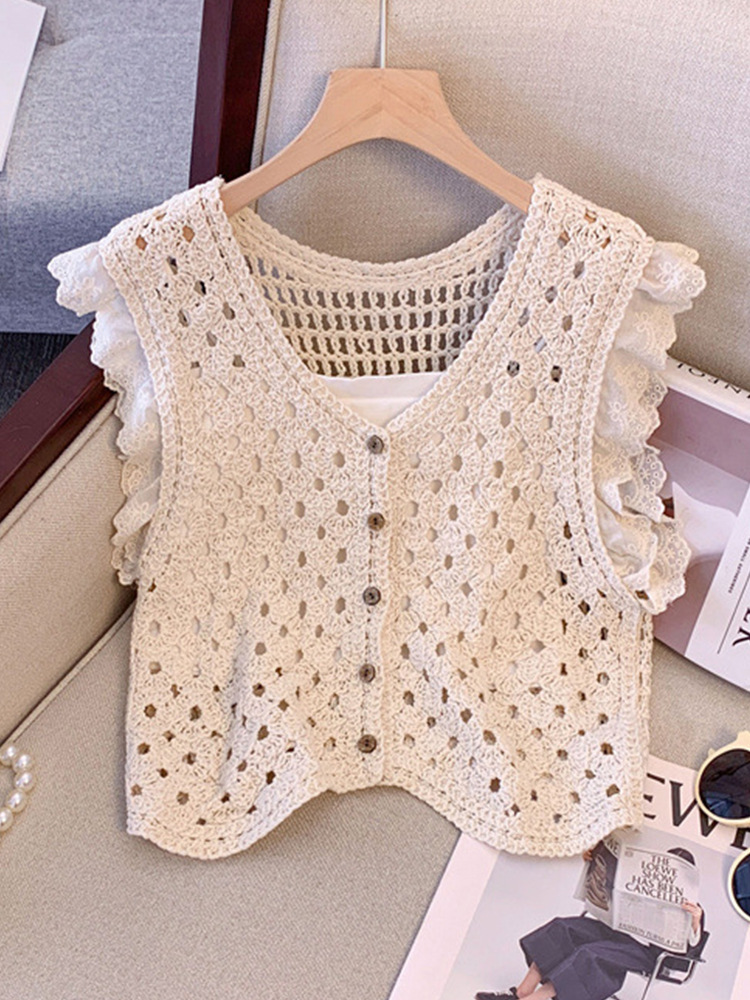 Summer lace knitted vest