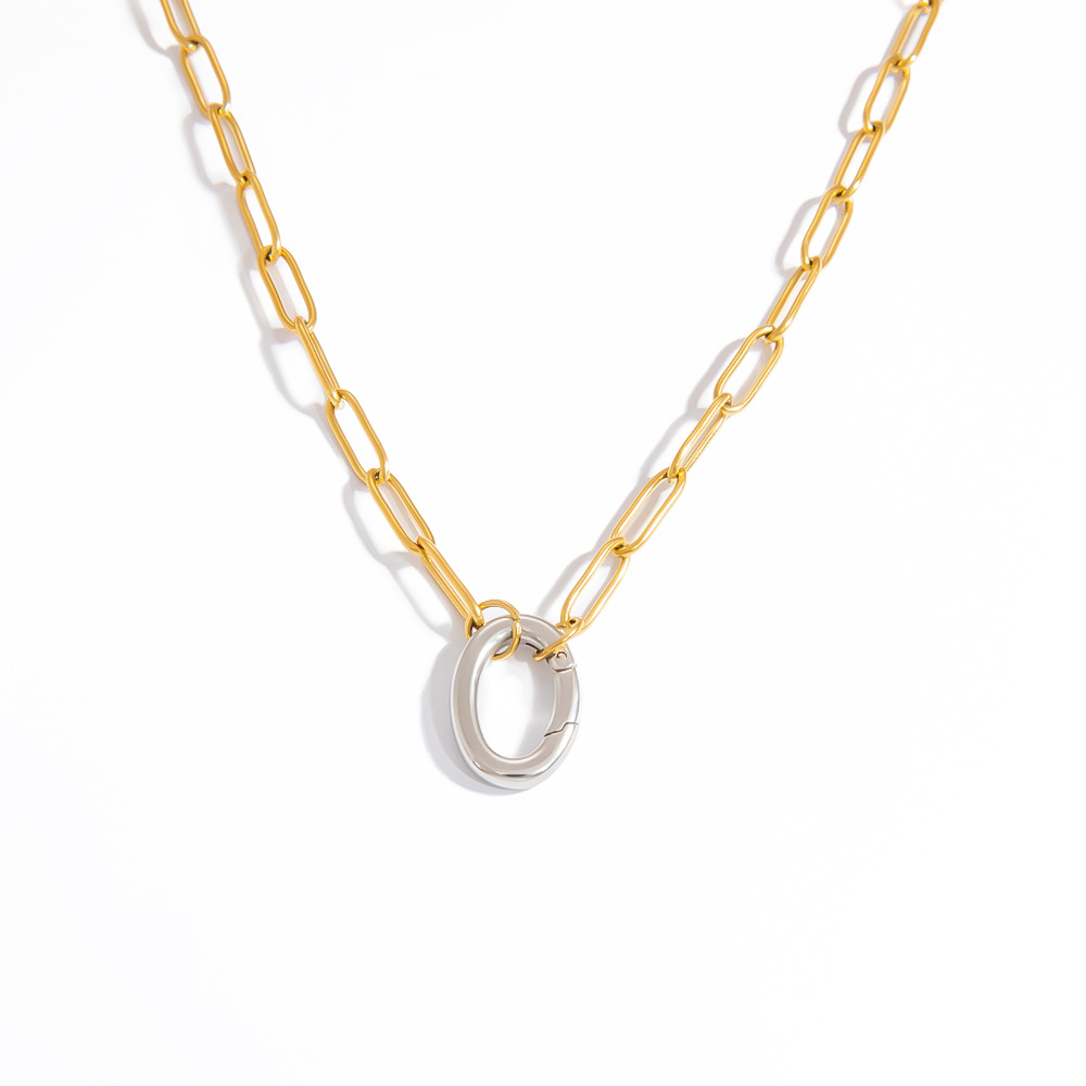 Elegant, Lady, Affordable luxury style Style PVD Coated Real Gold Plated Geometric 304 Stainless Steel Elegant Lady Affordable Luxury Style Waterproof Non Tarnish 304 Stainless Steel Heart Clasp Closure Pendant Necklace