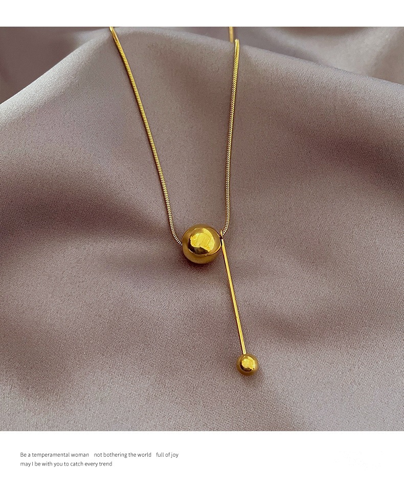 12g Weight Pendant Necklace Classification 1 Piece Quantity Daily Occasion Titanium Steel Material Ball Pattern Women'S Gender Simple Style Style Simple Style Ball Titanium Steel Pendant Necklace 1 Piece 3