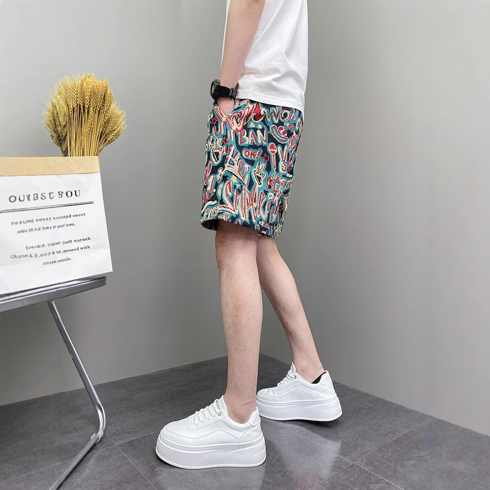 Men's Trendy Retro Style Color Block Sports Shorts Mid Length Casual Beach Outdoor Pants New Summer_viptrois.com