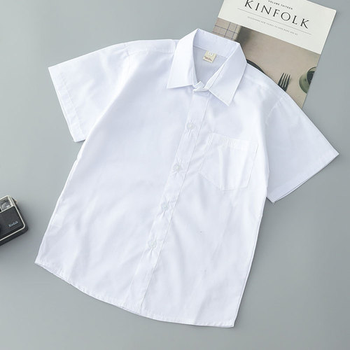 Boy's short-sleeve white shirt, girl's short-sleeve white shirt, student uniform for boys and girls, short-sleeve white shirt for performance costumes