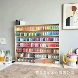 跨境木质多层置物架拼豆瓶多格收纳架指甲油整理架靠墙盲盒展示架