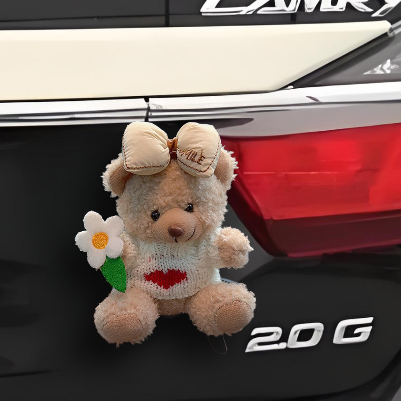 Colgante trasero de coche muñeco de oso de peluche lindo de dibujos animados decoración de maletero motocicleta decoración de bicicleta