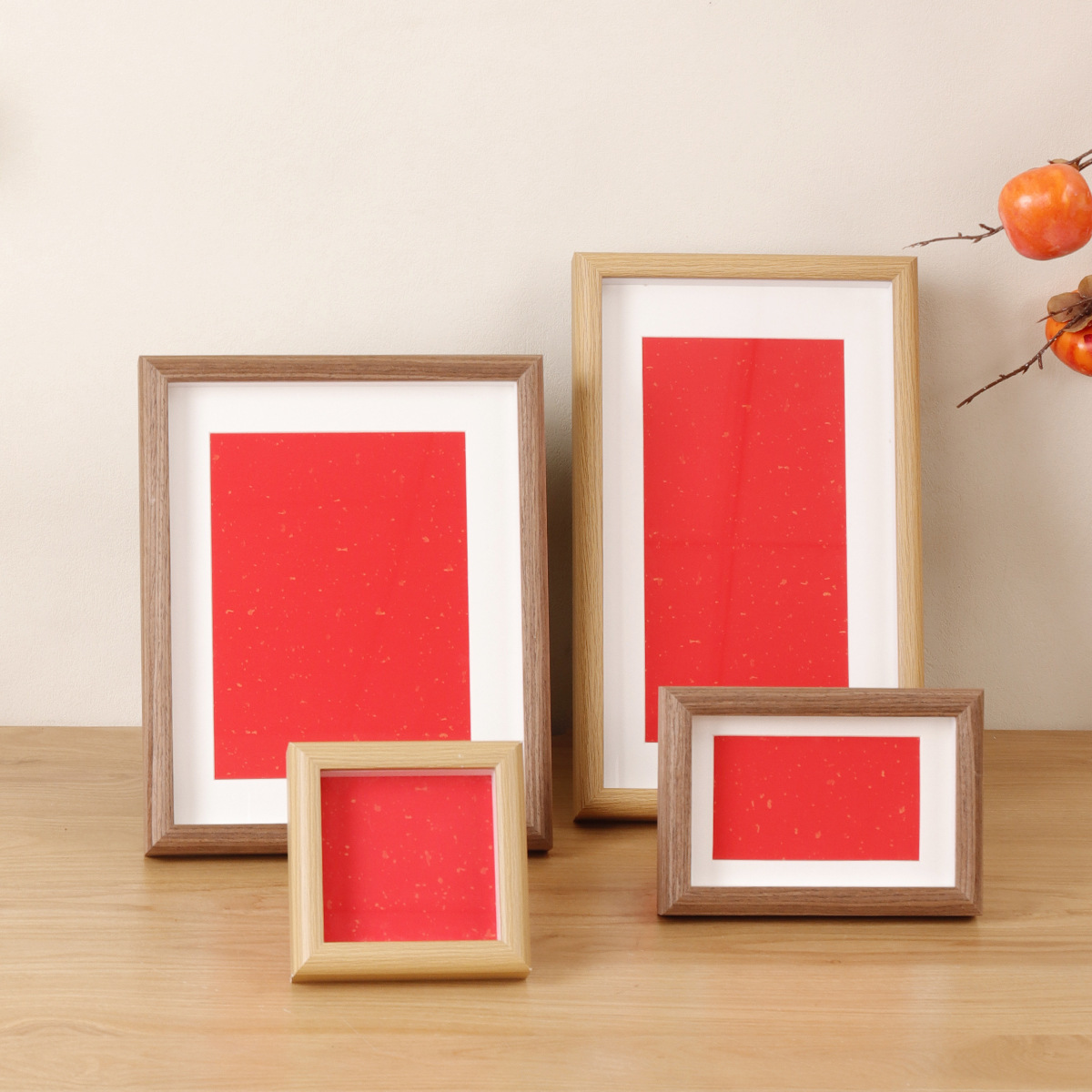 空白灑金卡紙書法裝裱字畫相框擺台批發自己diy毛筆字木質8寸畫框