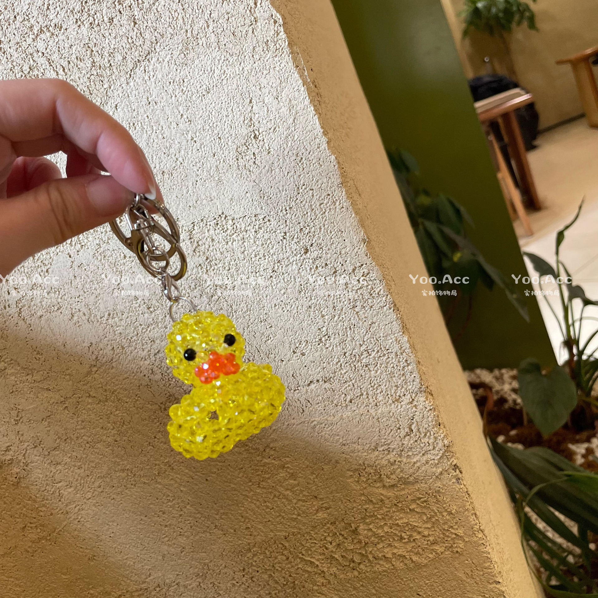 YOO real ~ explosión lindo pato amarillo con cuentas hechas a mano llavero coreano Dongdaemun ins bolsa de personalidad colgar nuevo