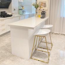 新品家用厨房酒吧台大理石烤漆餐桌一体岛台边带灯厨房客厅隔断柜