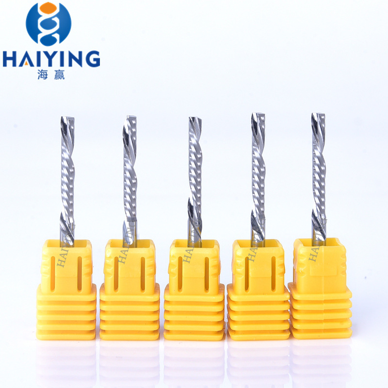 海赢3.175mm刀进口料左旋单刃雕刻刀下切单刃下排屑铣刀铝用铣刀