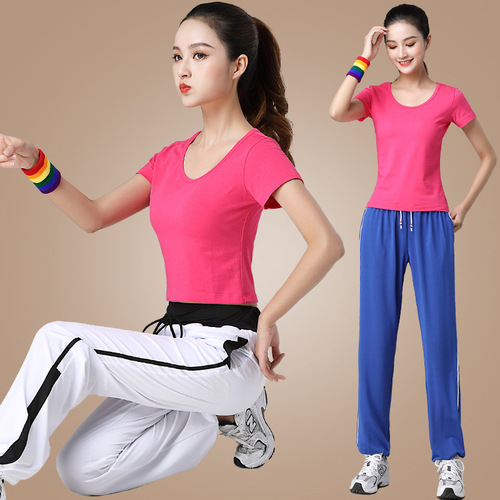 Yang Liping Square Dance Clothing Set Round Neck Short Sleeve Slimming Dance Wear Fitness Wear Team Dance Wear