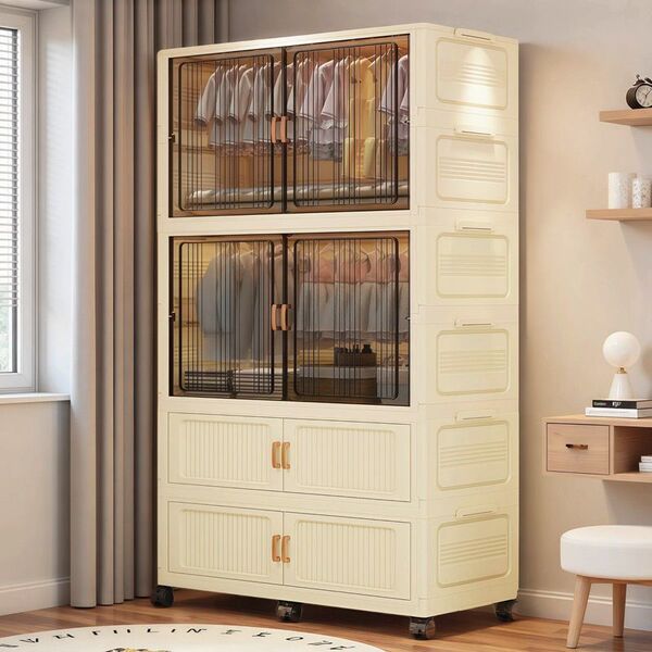 95CM wide thickened children's wardrobe baby storage cabinet plastic…