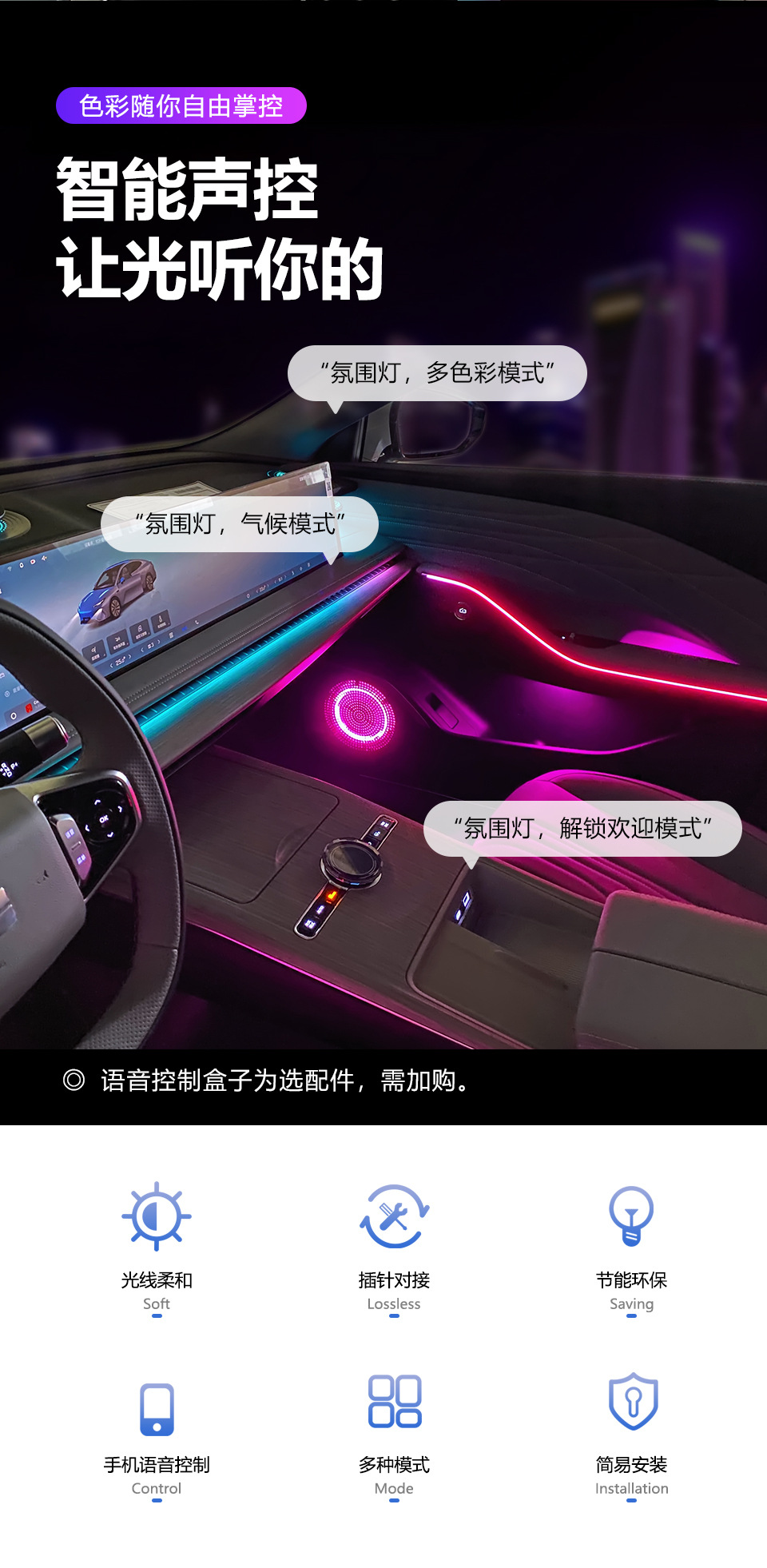 Car ambient lighting is suitable for the Geely Galaxy E8