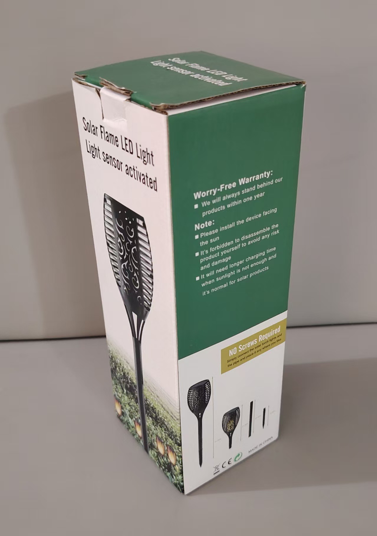 Amazon directa llama solar 12 antorchas LED decoración de jardín solar en stock