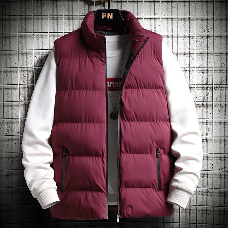 El otoño y el invierno de los hombres abajo chaleco algodón estilo coreano moda chaleco los hombres sueltos invierno guapo espesado chaleco exterior abrigo