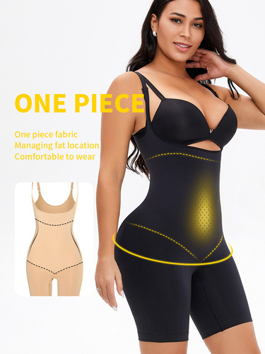 European and American large size fat women's seamless body shaping garments, waist reinforcement, abdominal opening, crotch lifting butt lifting jumpsuit D1685