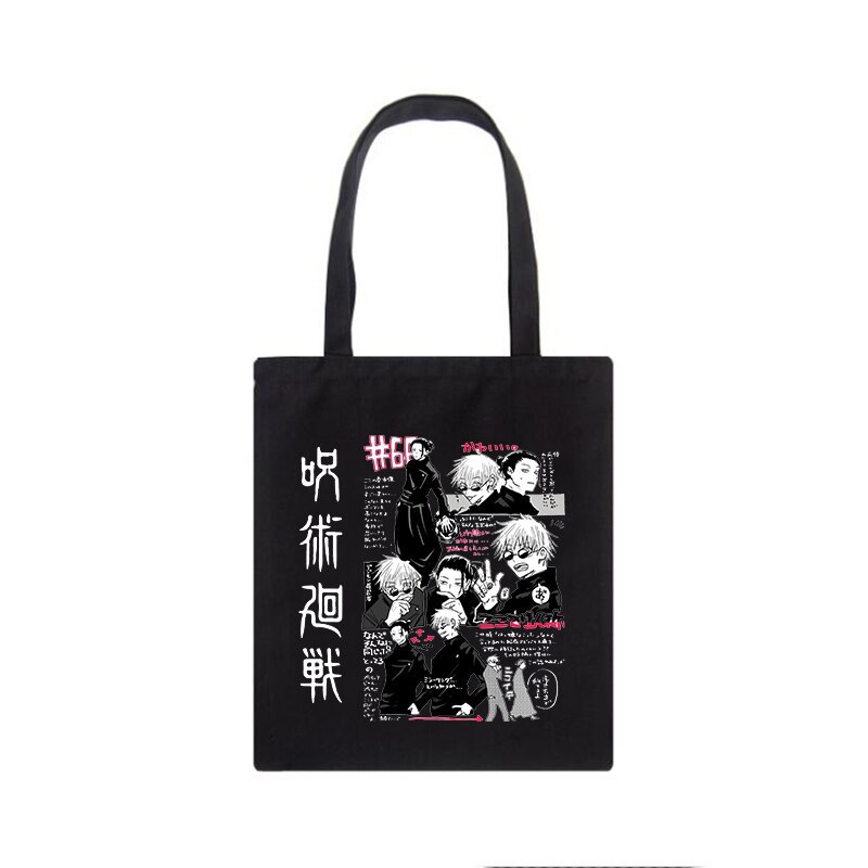 Comercio exterior transfronterizo Jujutsu Kaisen bolsa de lona impresa Harajuku bolsa de hombro bolsa de compras portátil de moda en stock