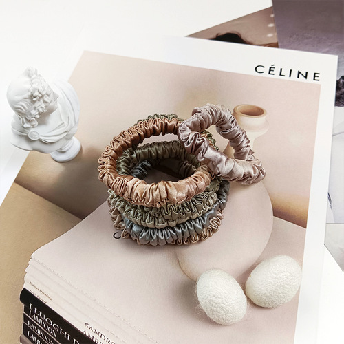 Wholesale slip same style 100% silk large intestine hair tie 1cm small size 19 mmi heavy ins style hair tie