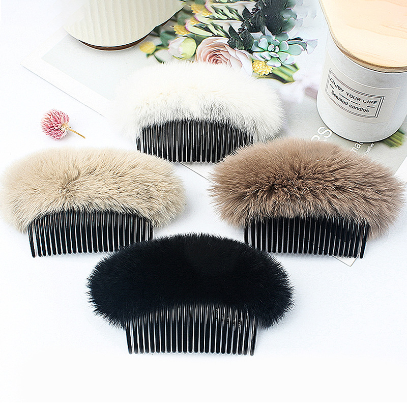 Fur Style Bangs Fringe Hair Comb Large Size Autumn Winter Simulation Fur Hair Comb Card Girl Student Fashion Hair Comb 