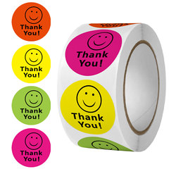 500 pcs/roll reward encouragement pattern stickers kindergarten teacher’s face smiling expression circular happy seal sticker