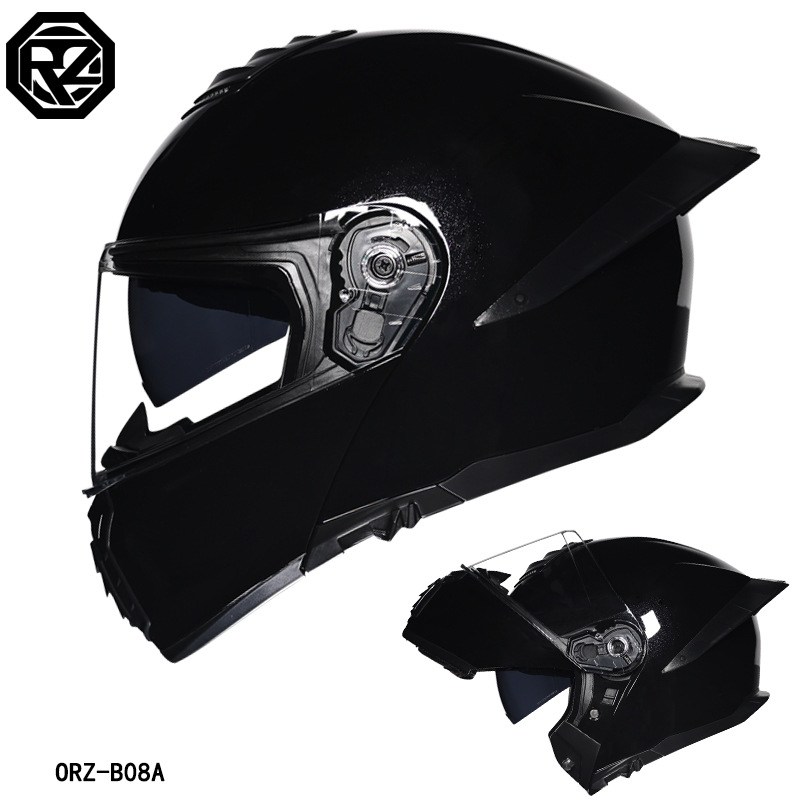 Casco de Motocicleta Orz con Certificación DOT para Hombre y Mujer, Casco Abierto con Visera Doble, Spoiler de Invierno, Cobertura Media, Azul para Todas las Estaciones.