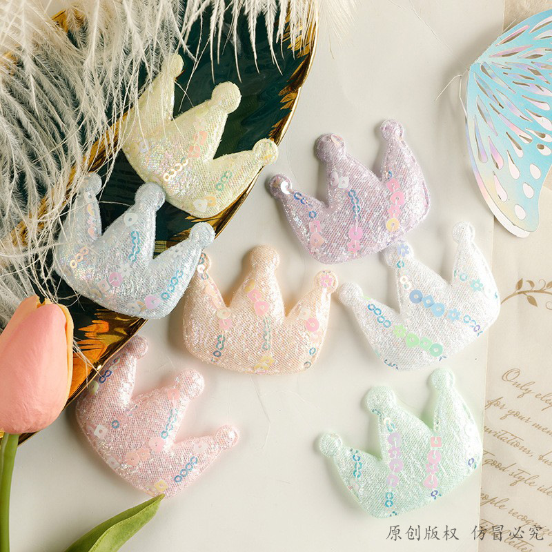 发饰辅料童装配饰徽章标亮片皇冠配饰发夹布标服装辅料补丁贴布贴