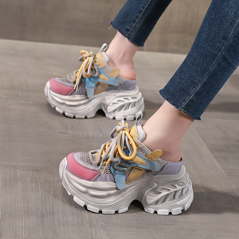 Giày sneaker nữ đế dày tăng chiều cao phong cách Hàn Quốc mùa hè 2026 — màu sắc, màu trắng