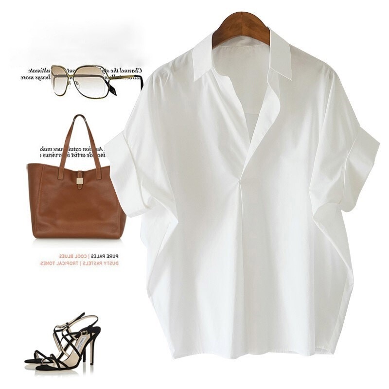 Acetic Acid Satin Shirt Women's Short-sleeved French High-end Tencel Pullover Shirt Retro Batwing Sleeve Loose Top