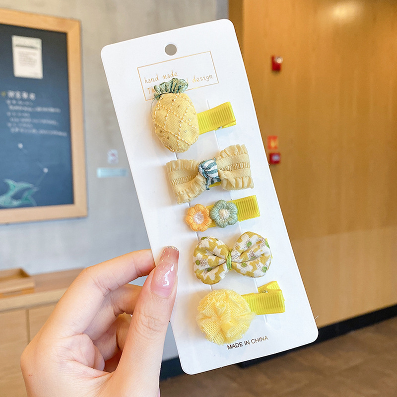 Niños lindos flores de dibujos animados clip para el cabello bebé pequeño clip no lastimar el cabello de la tela de la niña clip de borde de la mejilla