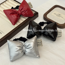 立体充绵蝴蝶结发圈甜酷皮质马尾头绳女扎头发皮筋丸子头发绳皮套