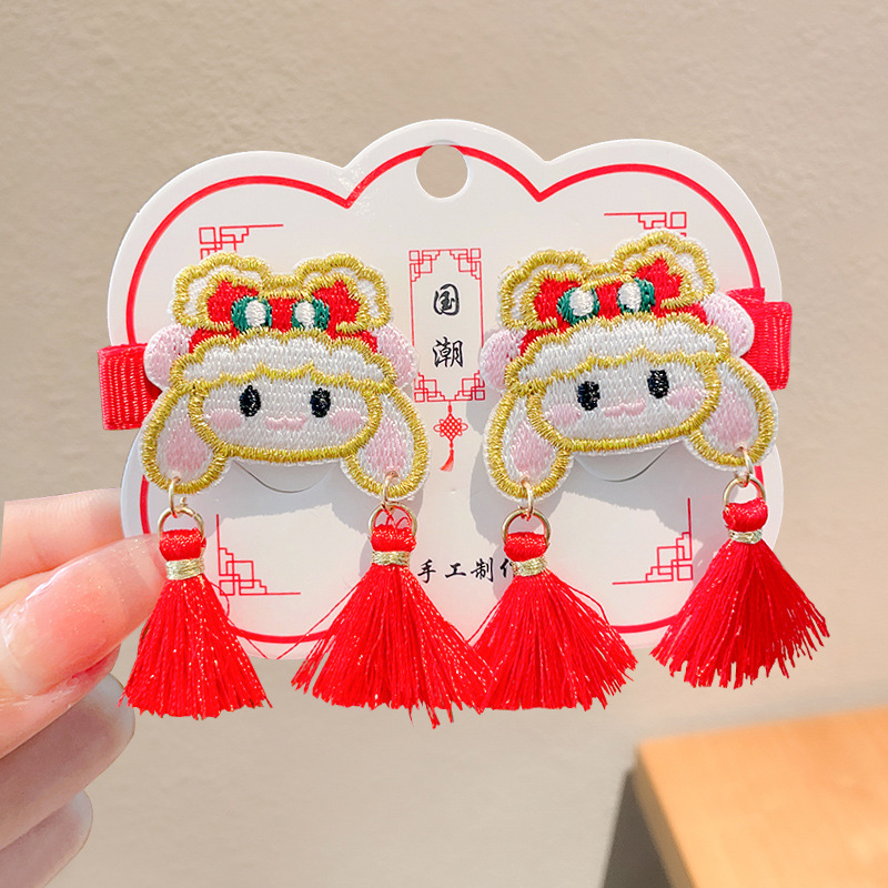 Año Nuevo accesorios para el cabello para niños arco de bordilla pinzas de cabello para niñas vestidos festivos vestidos chinos toques de cabello para niñas joyas de tarjetas de cabello