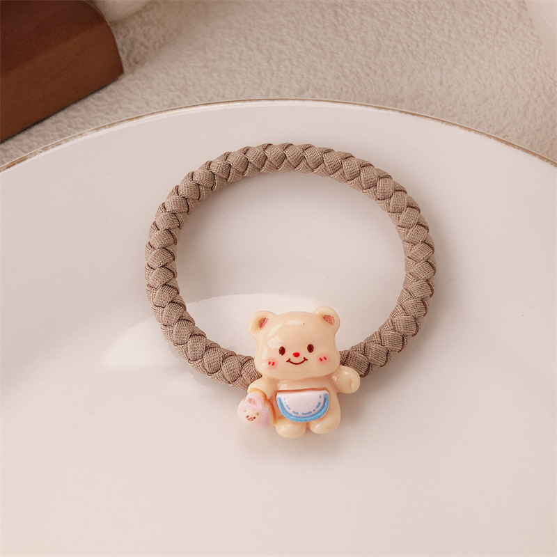 Caricatura encantadora crema oso anillo de cabello de alta elasticidad engrosado oso correa de cabello cuerda de cabello de cola de caballo accesorios para el cabello