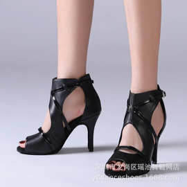 瑶池女式成人专业拉丁伦巴salsa舞鞋Heels现代爵士舞蹈牛皮软底