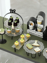 黑色韩式蛋糕盘合集 亚克力托盘 婚庆甜品台蛋糕架聚会茶歇甜品架