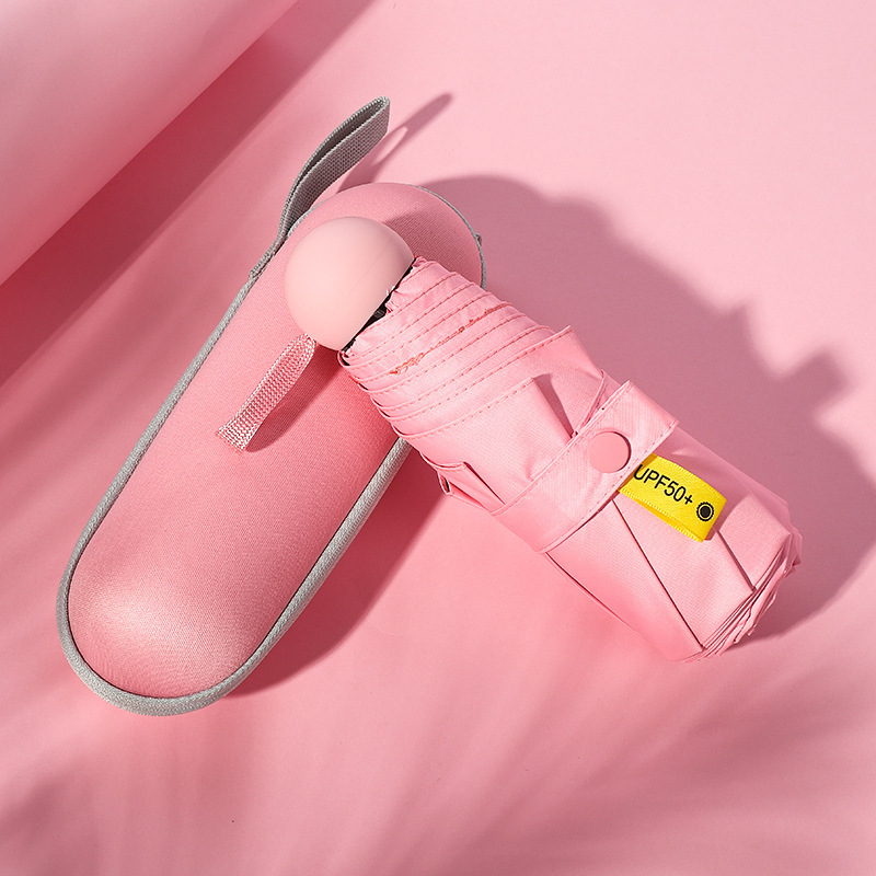 禮品盒五折8骨迷妳太陽傘輕便遮陽傘折疊晴雨傘黑膠防曬壹件代發