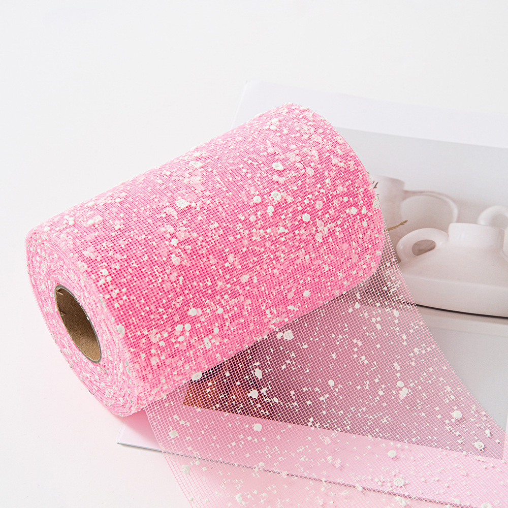 15cm de ancho de hilo de punto de nieve corto red floral rosa decoración manual envasado de hilo de malla material de papel de embalaje
