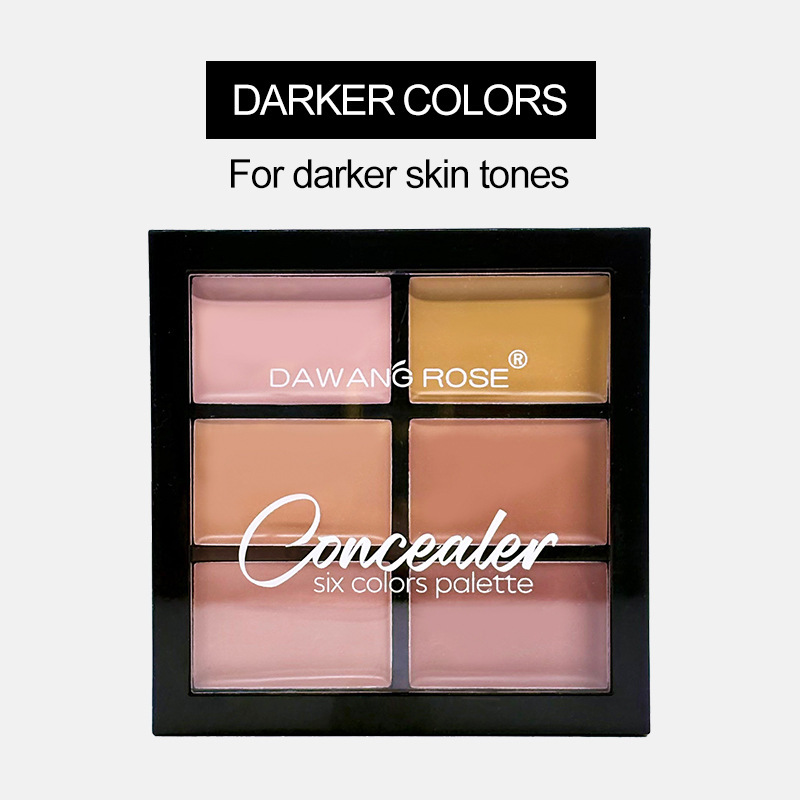 Langdurige, waterbestendige highlighter- en contourpalette met zes kleuren concealer voor het gezicht. Make-up en cosmetica._voghion.com