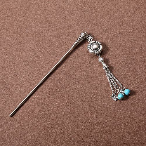 Ancient style new Chinese style turquoise tassel hairpin women's high-end daily hairpin simple cheongsam Hanfu hairpin