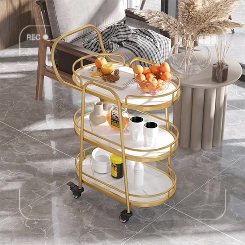 Scandinavian Commercial and Home Restaurant Mobile Cart, High-End Bar Cart for Hotels and Clubs, Three-Layer Food Delivery Cart
