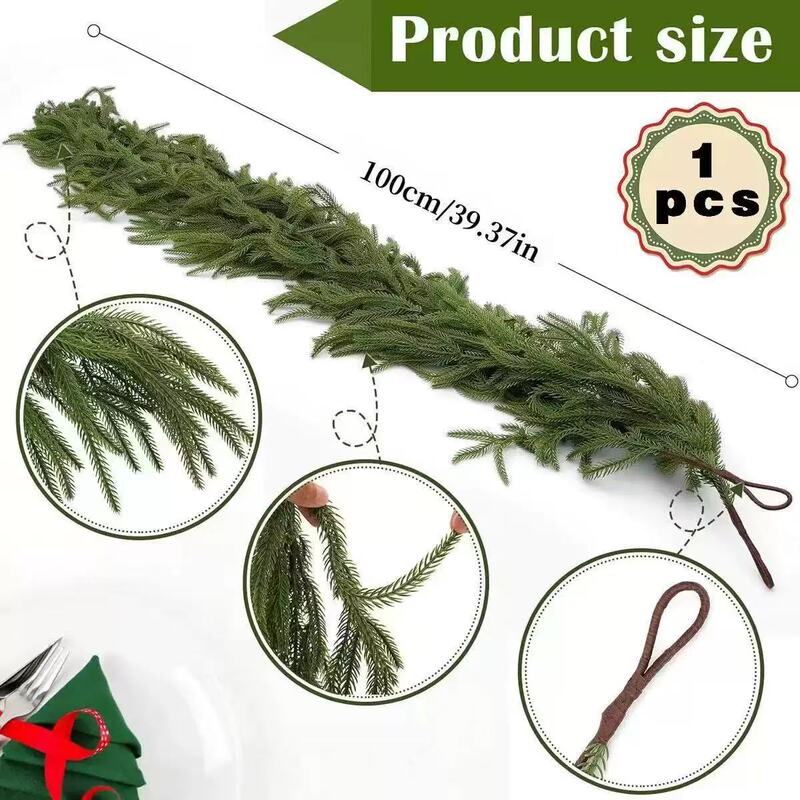 クリスマスシミュレーションノーフォークソフトプラスチック松葉ホームドア吊り装飾グリーン植物籐サークルクリスマスガーランド壁掛け|undefined