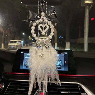 Car hanging Car Hanging Jewelry Imitation Pearl - bead-pendant-love-double-dream-catcher