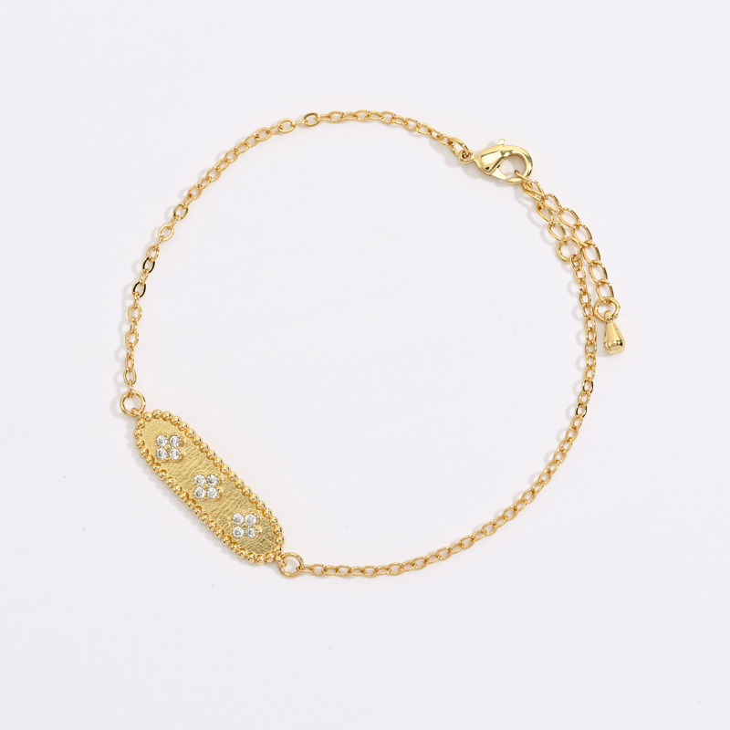 Fashion Four Leaf Clover Copper Bracelets Zircon Copper Bracelets