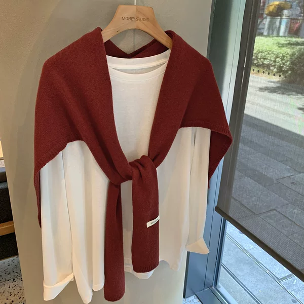 High-End Outer Shawl, Autumn and Winter Outer Wool Large Waistcoat, Loose and Versatile, Asymmetrical Lazy Style Scarf Shawl