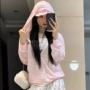 长袖宽松条纹连帽罩衫